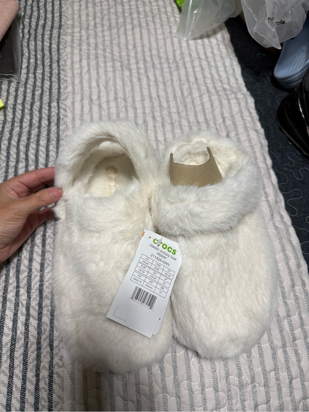 Crocs Soft Faux-Fur Slip-On Slippers in White